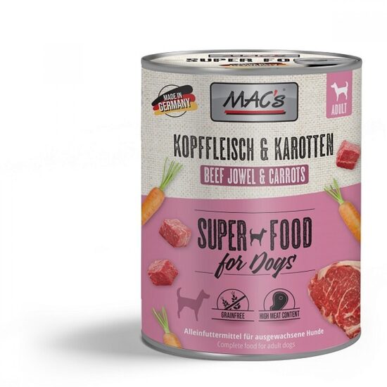 MAC's Dog Kopffleisch & Karotten - konservi suņiem ar liellopa galvas gaļu & burkāniem 200 g