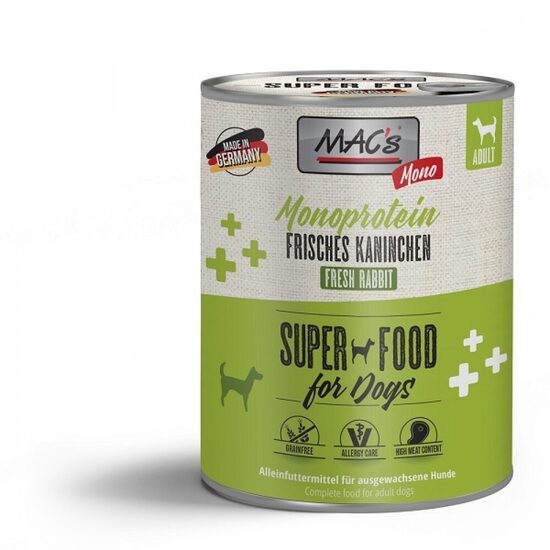 MAC's Dog Mono Sensitive Kaninchen - konservi suņiem ar trusi 800 g