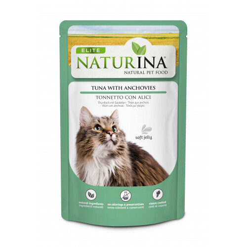NATURINA ELITE - konservi kaķiem (pauči) tuncis ar anšoviem želejā 70 g