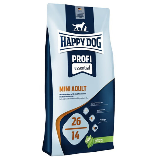 Happy Dog Profi Essential Mini Adult - 26/14 - sausā barība mazo šķirņu suņiem ar mājputnu, lasi, jēru 18 kg