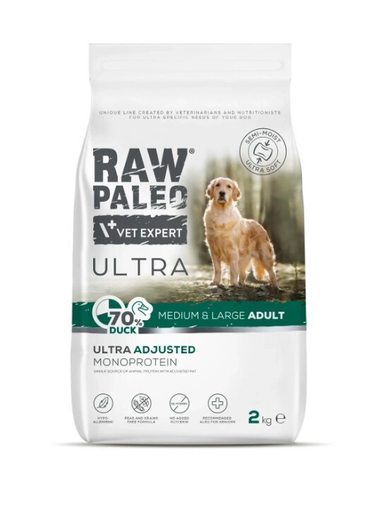RAW PALEO ULTRA poolniiske pardisööt täiskasvanud keskmist ja suurt tõugu koertele, 2 kg