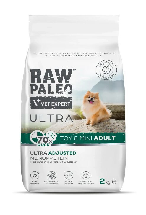 RAW PALEO ULTRA poolniiske pardisööt täiskasvanud toy- ja minitõugu koertele, 2 kg