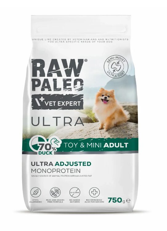 RAW PALEO ULTRA poolniiske pardisööt täiskasvanud toy- ja minitõugu koertele, 750 g