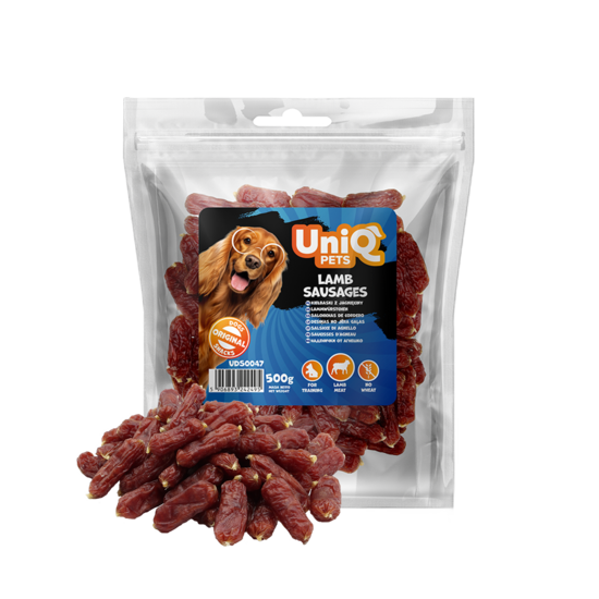 UniQ Pets – Lamb Sausages - Jēra gaļas desiņas, 500 g