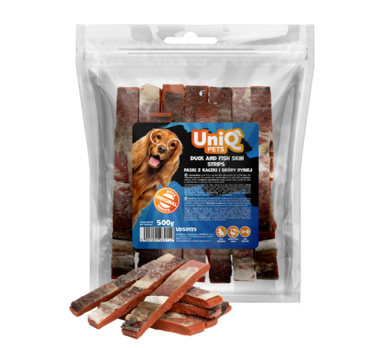 UniQ Pets – Pīles un zivs ādas strēmelītes, 500 g