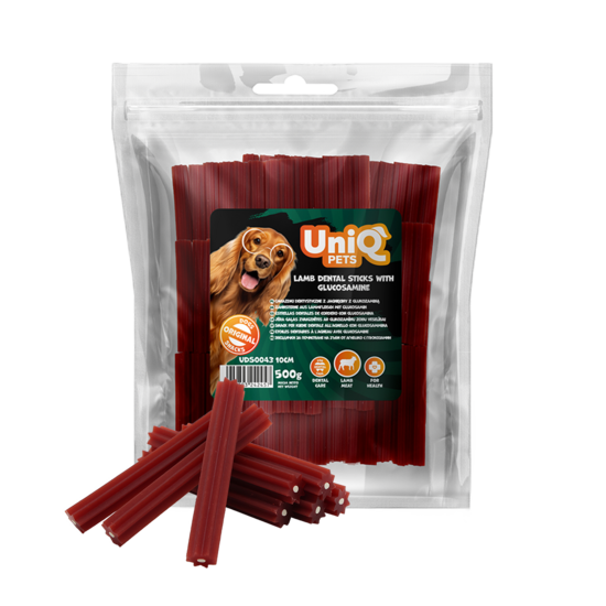UniQ Pets – Jēra gaļas zobu kociņš ar glikozamīnu, 10 cm, 500 g