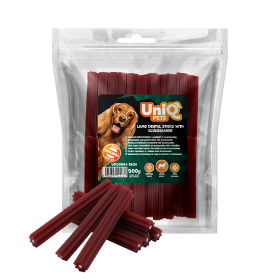 UniQ Pets – Jēra gaļas zobu kociņš ar glikozamīnu, 15 cm, 500 g