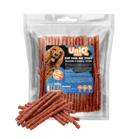 UniQ Pets – Soft Duck Rice Sticks - pirkstiņi ar pīli un rīsiem, 500 g
