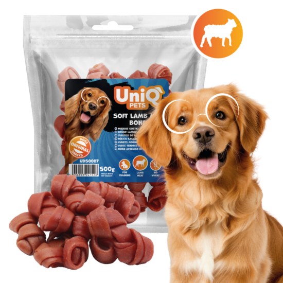 UniQ Pets – Mīkstie jēra gaļas mezgliņi, 500 g