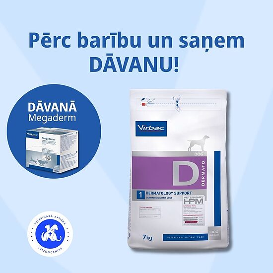 VIRBAC HPM DIET DOG DERMATOLOGY SUPPORT 7kg Pērc 1 preces, dāvanā saņem Megaderm II