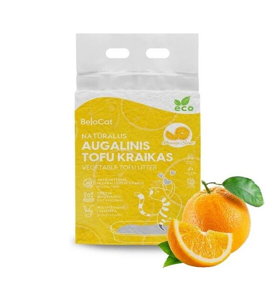 BeloCat Tofu kaķu pakaiši litter kaķiem Orange Scent (Apelsīnu) 2.5 kg, 6 l