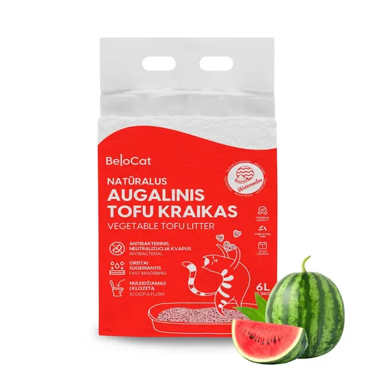 BeloCat Tofu kaķu pakaiši litter kaķiem Watermelon Scent (Arbūzs) 2.5 kg, 6 l 