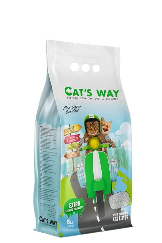 Cats Way White Cat Litter, Aloe Vera (Alojas aromāts) 8.5kg/10l