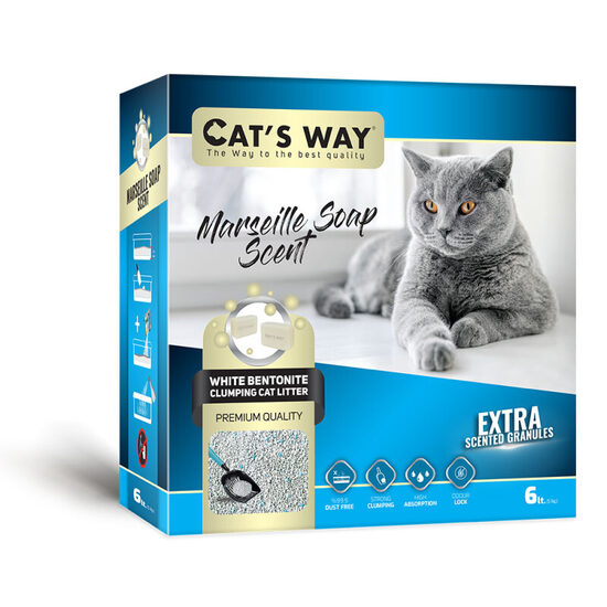 Cats Way White Cat Litter, Marseille Soap (Ziepju aromāts) 5,1kg/6l