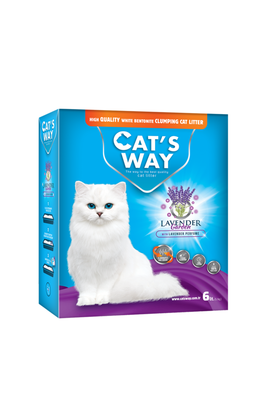 Cats Way White Cat Litter, Lavender Garden (Lavandas aromāts) 5,1kg/6l kaķu pakaiši 