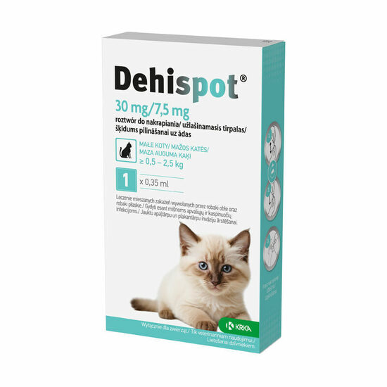 Dehispot Spot-On 30 mg / 7,5 mg šķīdums kaķiem 0,35 ml (0,5-2,5 kg) N1