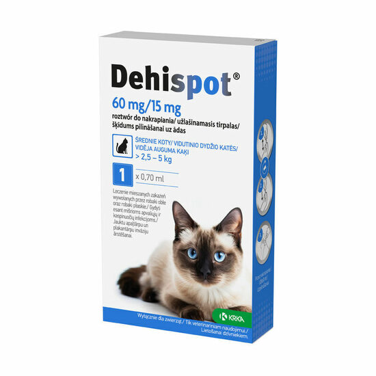  Dehispot Spot-On 60 mg / 15 mg šķīdums kaķiem 0,7 ml (2,5-5 kg) N1