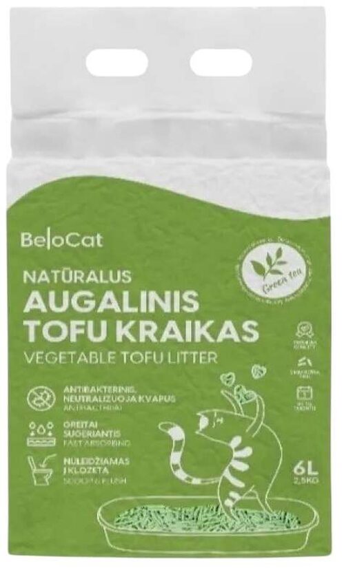 BeloCat Tofu pakaiši kaķiem Green Tea Scent (Zaļā tēja) 2.5 kg, 6 l
