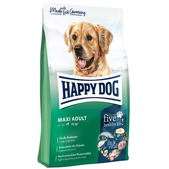 Happy Dog fit & vital - Maxi Adult 14 kg - sausā barība lielo šķirņu suņiem ar mājputnu, jēru, zivīm, lasi