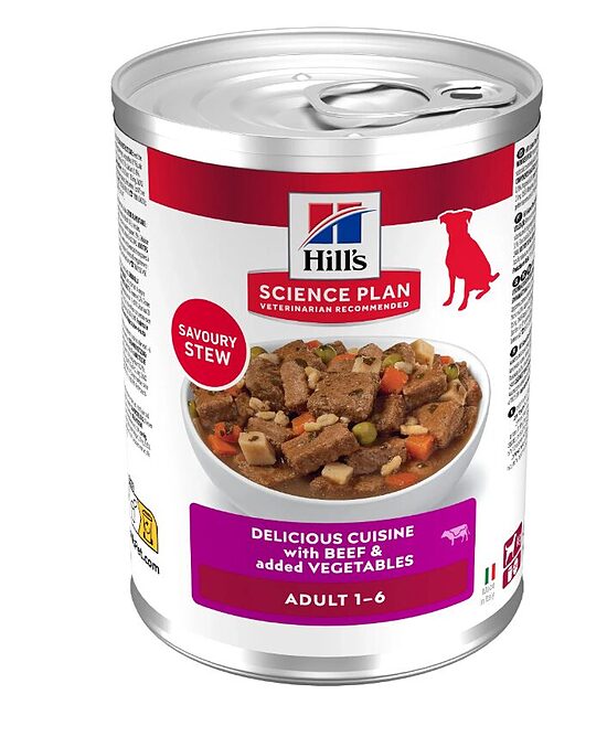 Hill’s Science Plan Adult тушёный корм с говядиной и овощами для взрослых собак, 363 г