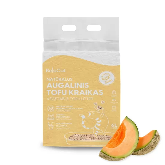 BeloCat Tofu kaķu pakaiši litter kaķiem Melon Scent (Melone) 2.5 kg, 6 l