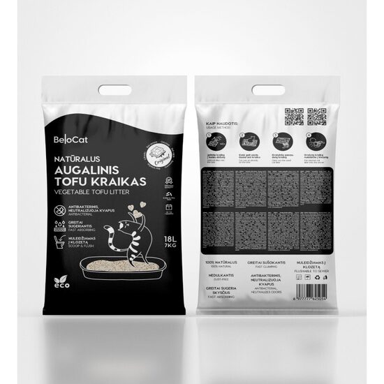BeloCat Tofu kaķu pakaiši litter kaķiem Original (Bez smaržas) 18L/7Kg
