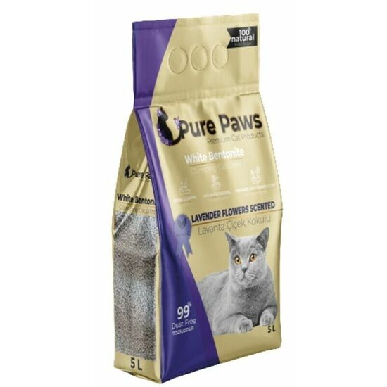 White Pure Paws cementējoši pakaiši kaķiem (lavanda) 5L