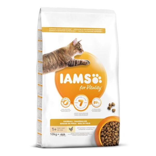 IAMS CAT ADULT HAIRBALL sausā kaķu barība 10kg
