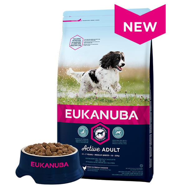 Eukanuba Adult Medium Chicken - sausā barība pieaugušiem vidējo sķirņu suņiem 3kg