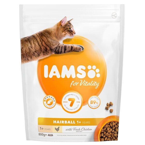 IAMS CAT ADULT HAIRBALL - sausā barība kaķiem 2kg