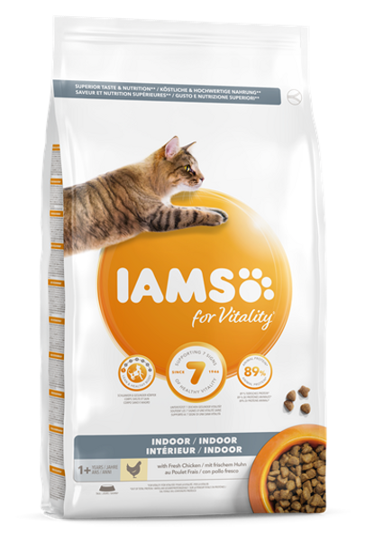 IAMS CAT ADULT INDOOR With Chicken - sausā barība kaķiem 2kg