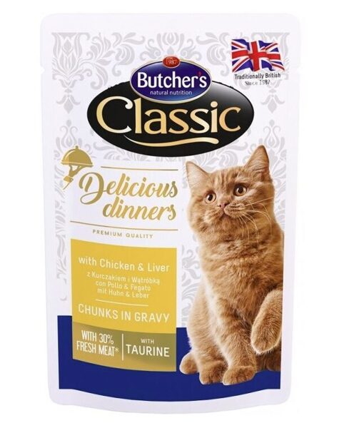 Butcher's Cat Classic Pro Series Delicious Dinner with chicken&liver 6 x 100g