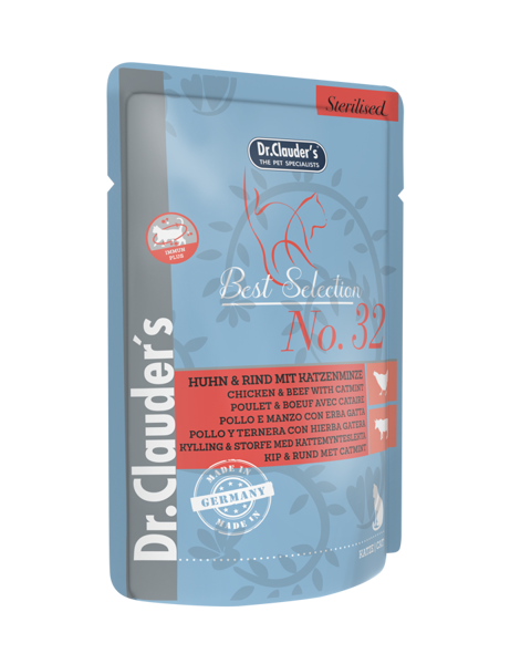 DR. CLAUDER'S Nr.32 POUCH Chicken&Beef with catmint 85g x6