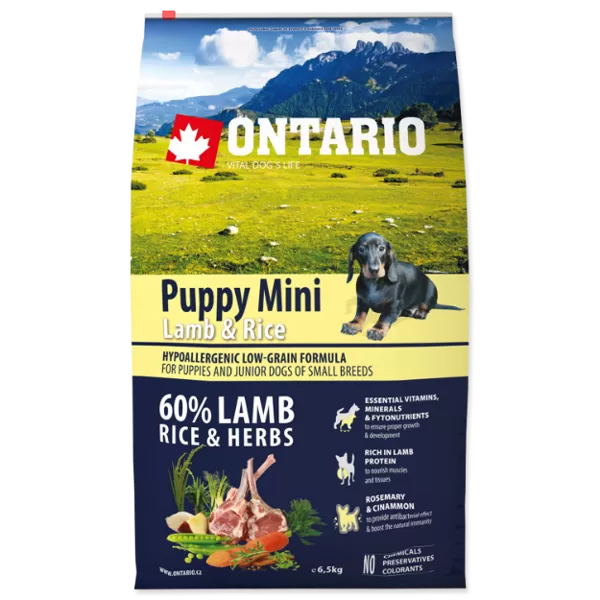 Ontario Dog Puppy Mini Lamb & Rice 6.5kg