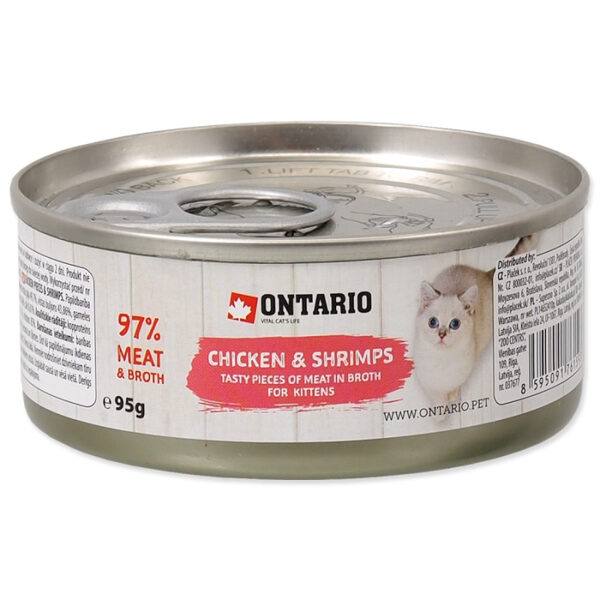Ontario Cat Junior Chicken Pieces+Shrimp 95g