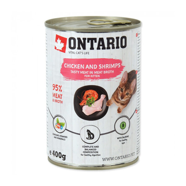 Ontario Kitten can Chicken with Shrimps flavoured with Sea Buckthorn 400g