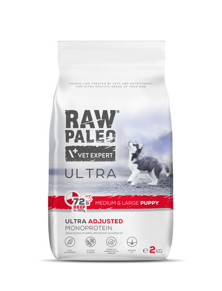 RAW PALEO ULTRA KUCĒNU MEDIUM/LARGE LIELLOPS 2KG VetExpert