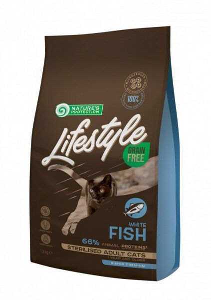 Natures Protection Lifestyle grain free sterilized white fish adult cat 1.5kg