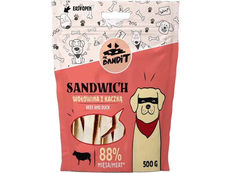 MR.BANDIT SANDWICH BEEF/DUCK /KĀRT LIELLOPS AR PĪLI 500G