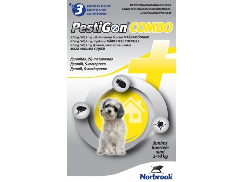 PESTIGON COMBO 67MG/60.3MG ŠĶĪD SUŅIEM (2-10KG) N3