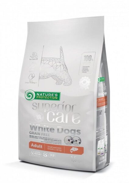 Natures Protection SUPERIOR CARE White Dogs grain free salmon adult small/mini 1.5 kg