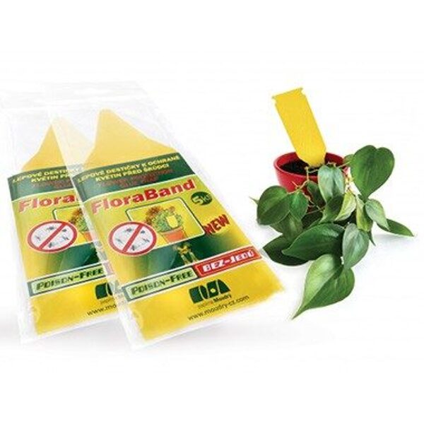 FLORABAND līmkarodziņi pret baltblusiņām u.c. kaitēkļiem (5gb)