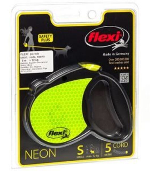 FLEXI PAVADA NEW CLASSIC VADS S 5M<12KG NEON REFLECT