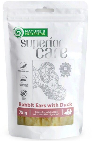 Natures Protection SUPERIOR CARE gardums suņiem ar jūtīgu gremošanas sistēmu Truša auss ar pīles gaļu 75g