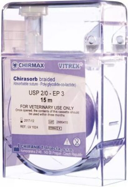 DIEGS ĶIR UZSŪC CHIRASORB 2/0 50M KASETE VITREX LV1014 VIOLETS