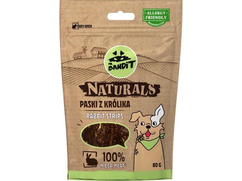 MR.BANDIT NATURALS RABBIT STRIPES/TRUŠA GAĻAS SLOKSNĪTES 80G