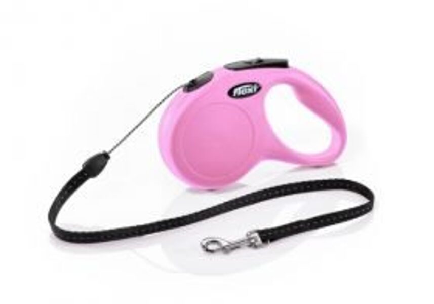 FLEXI PAVADA NEW CLASSIC LENTE S 5M<15KG ROZA