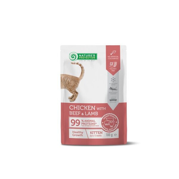 Natures Protection CHICKEN, BEEF AND LAMB FOR KITTENS 100g