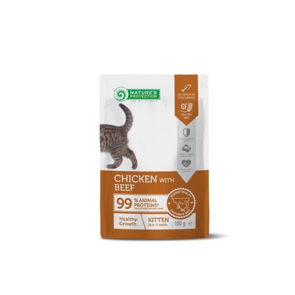 Natures Protection CHICKEN AND BEEF FOR KITTENS 100g