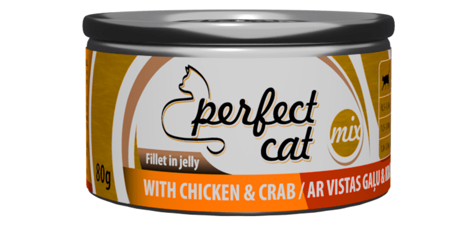 Perfect Cat ar vistas gaļu un krabjiem želejā 80 g